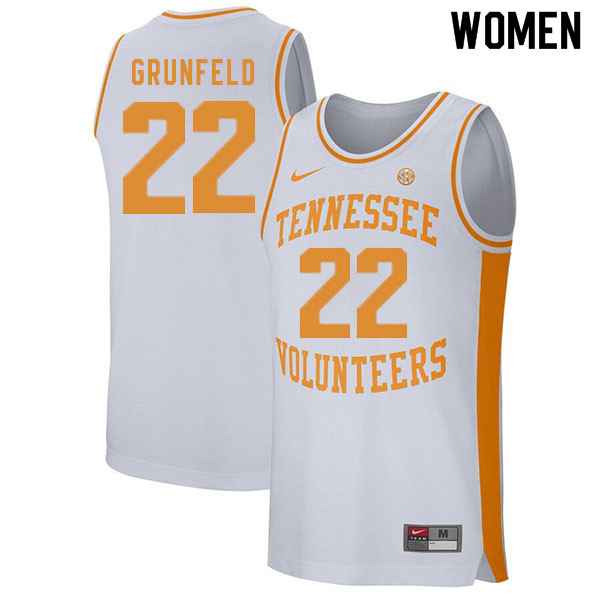 Women #22 Ernie Grunfeld Tennessee Volunteers College Basketball Jerseys Sale-White